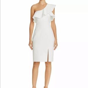 BARDOT Ivory Ruffled One-shoulder Dress